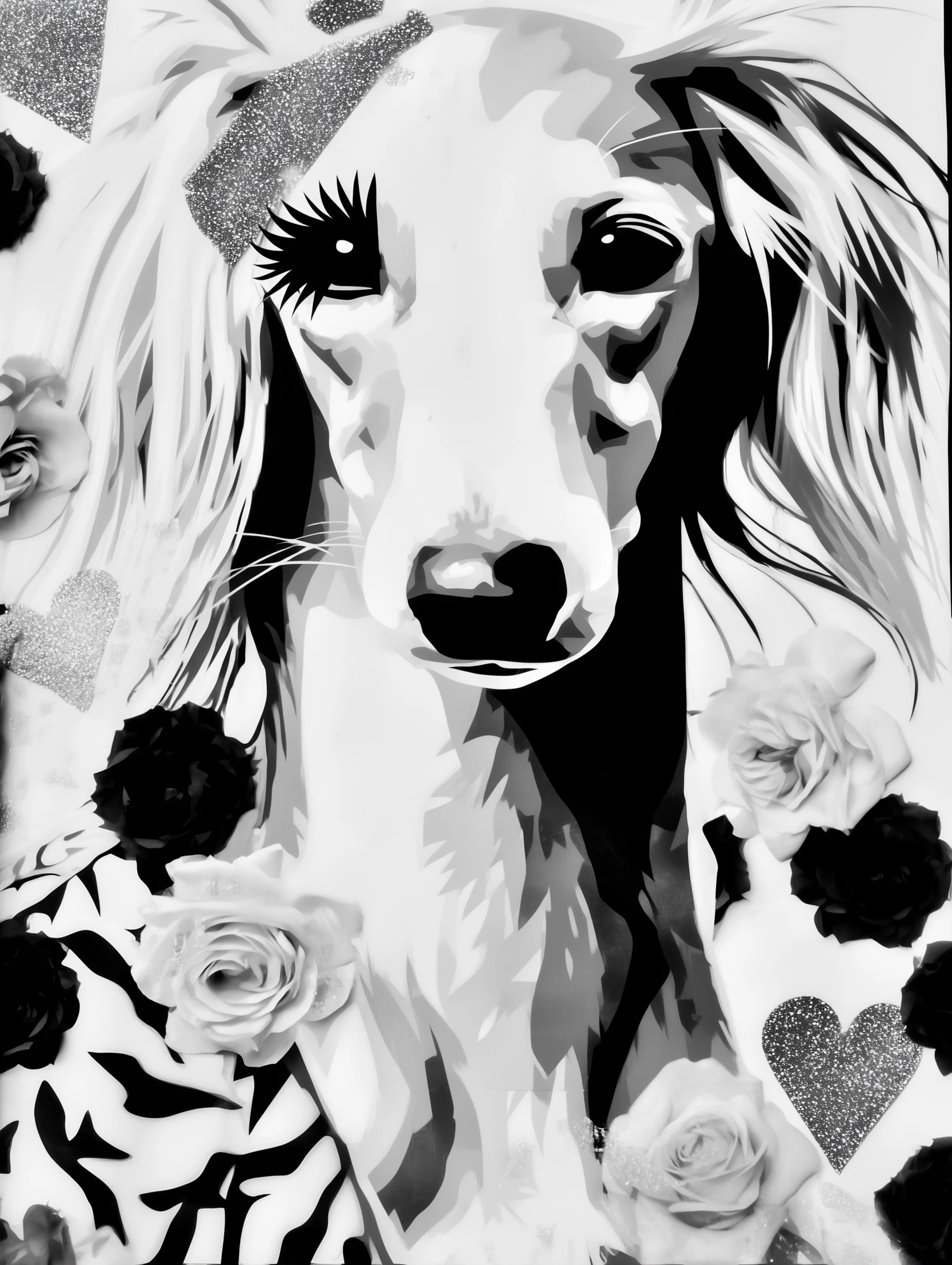 Free printable dog coloring page for adults featuring saluki with hairy ears